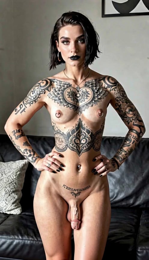 her breasts grow and develop into firm round tits as she plays with her nipples. The cock gets much bigger and harder. b