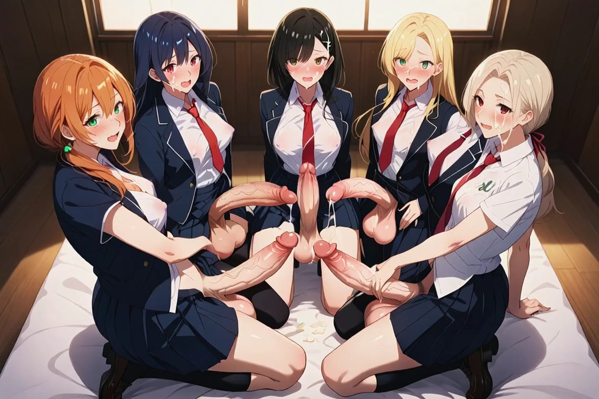 All the women are moaning with pleasure.(All the women’s penises are ejaculat…