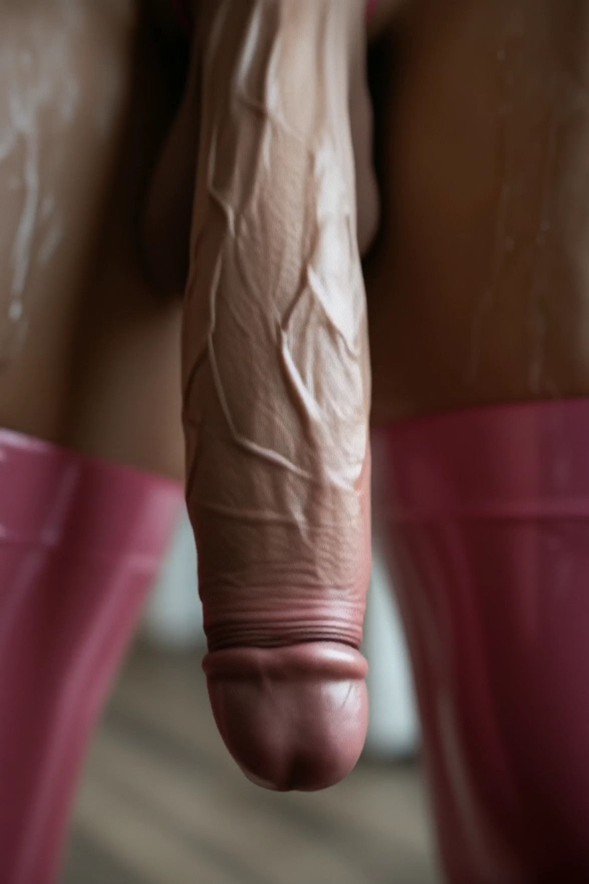 Stroking cock, squeezing penis, rubbing cock.