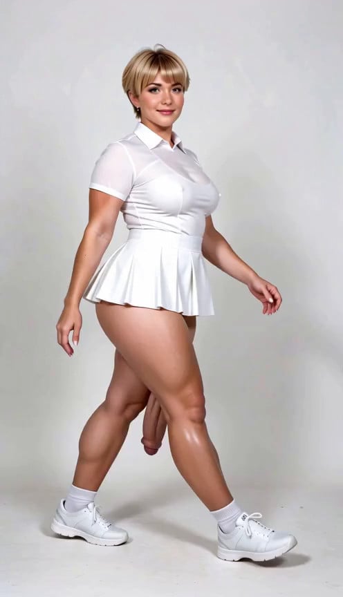 she walk past me, she turns her back to me, she bends over, she grabs her ski…