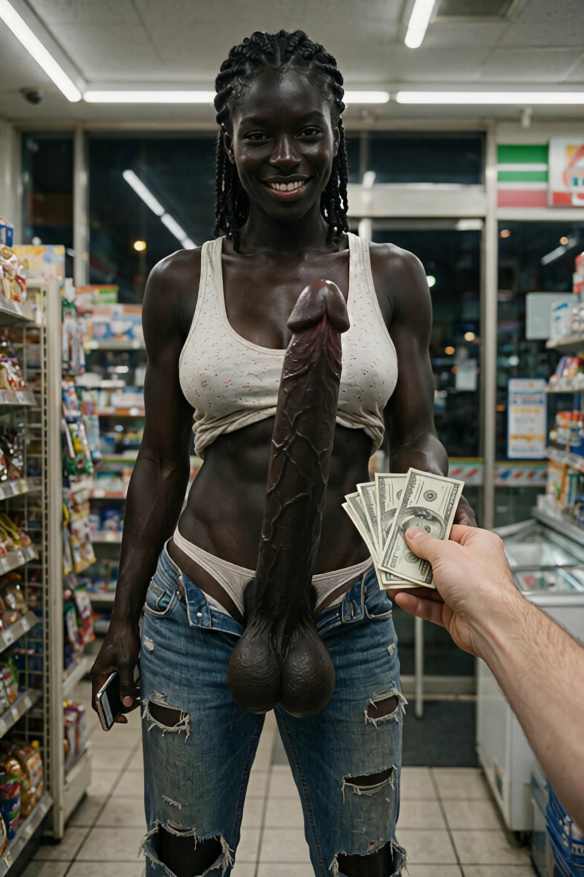 shemale walks closer to me and stops as I hand her money with my right hand a…